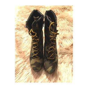 Camo Heeled Booties